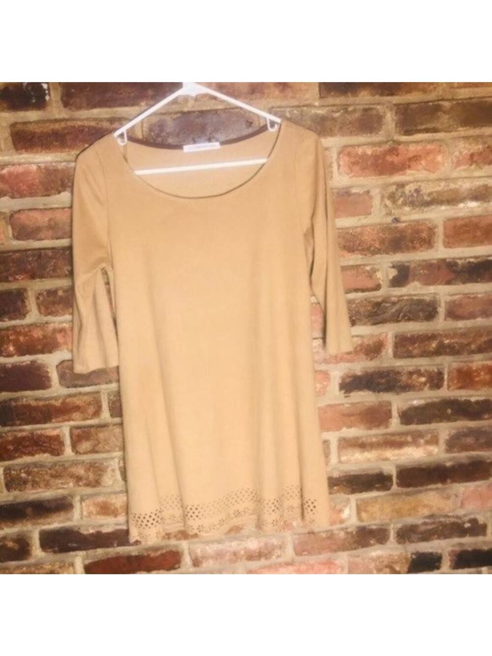 Cherish Brown Velour Eyelet Mini Dress Women's Size Small